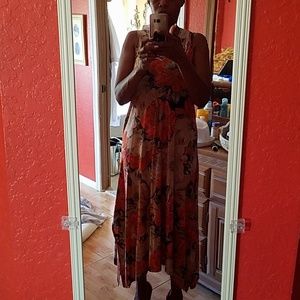 Floral asymmetrical dress with slit on both sides